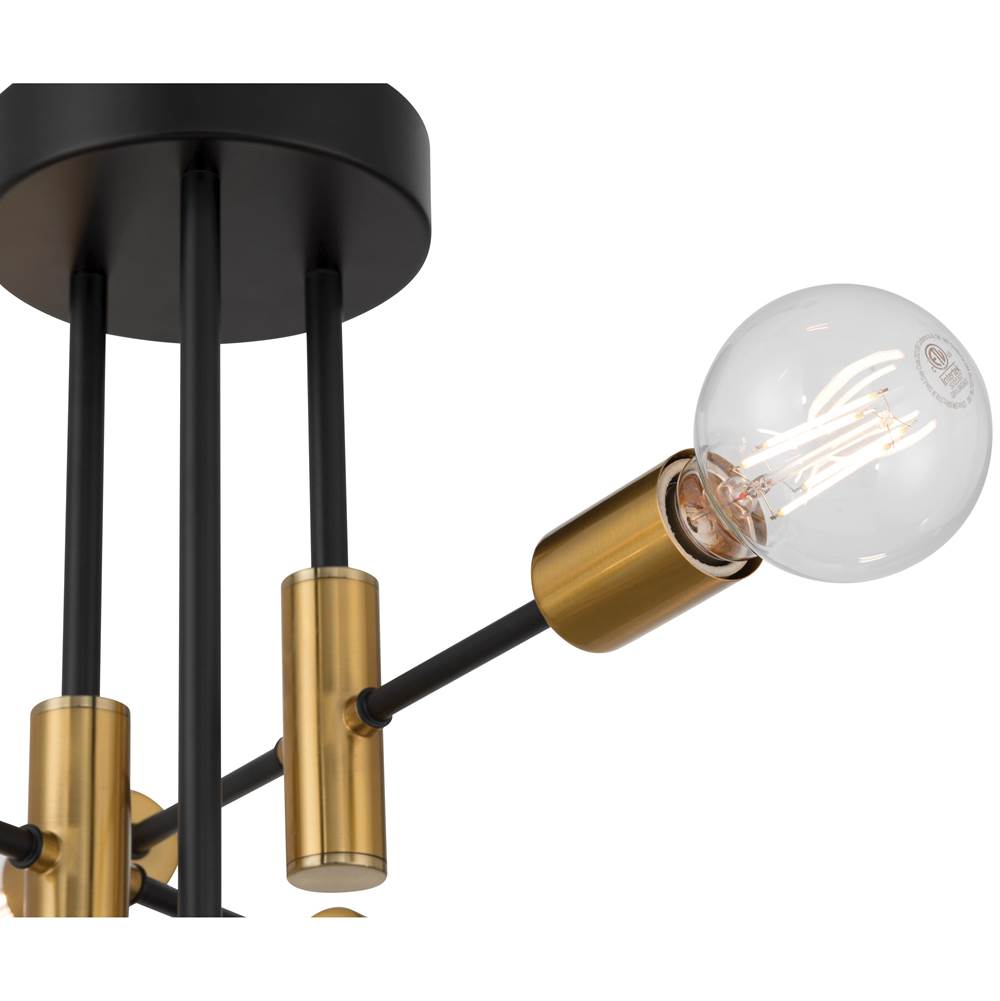 Access Lighting 63040-BWA Black,Antique Brushed Brass 6 Adjustable Light Semi Flush Image 3