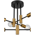Access Lighting 63040-BWA Black,Antique Brushed Brass 6 Adjustable Light Semi Flush Image 2