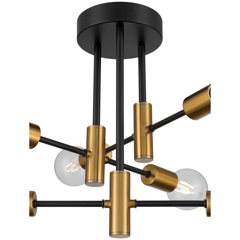 Access Lighting 63040-BWA Black,Antique Brushed Brass 6 Adjustable Light Semi Flush Image 2