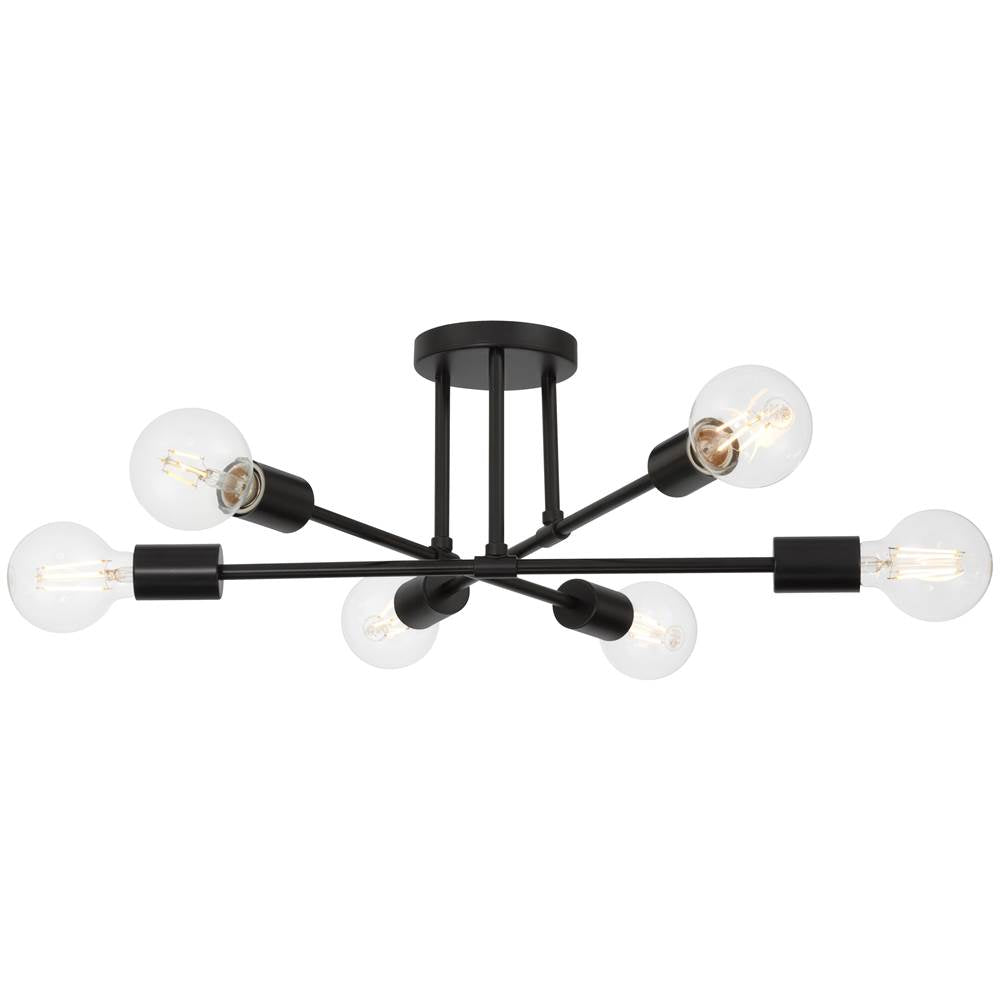 Access Lighting 63042-MBL Matte Black 6 Light Semi Flush Image 1