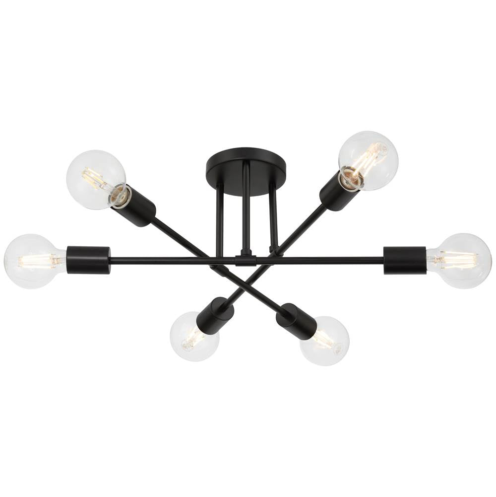 Access Lighting 63042-MBL Matte Black 6 Light Semi Flush Image 7