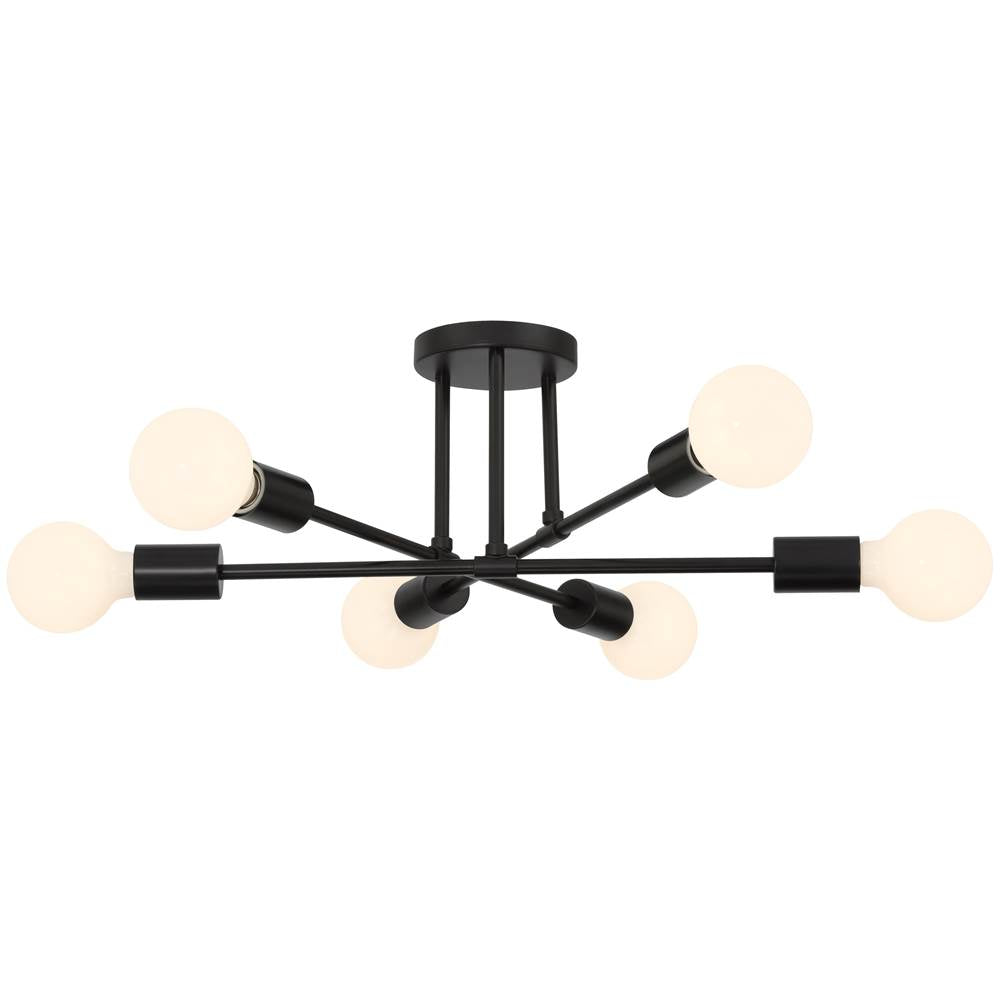 Access Lighting 63042-MBL Matte Black 6 Light Semi Flush Image 4