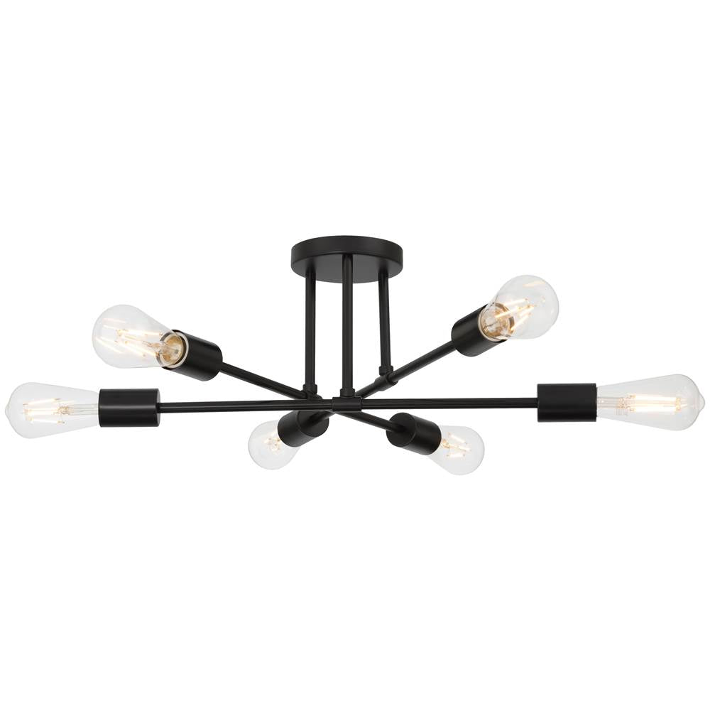Access Lighting 63042-MBL Matte Black 6 Light Semi Flush Image 3