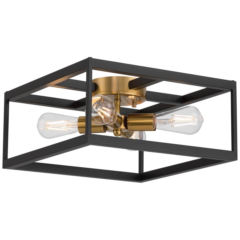 Access Lighting 63046-BWA Black,Antique Brushed Brass 4 Light Flush Mount Image 1