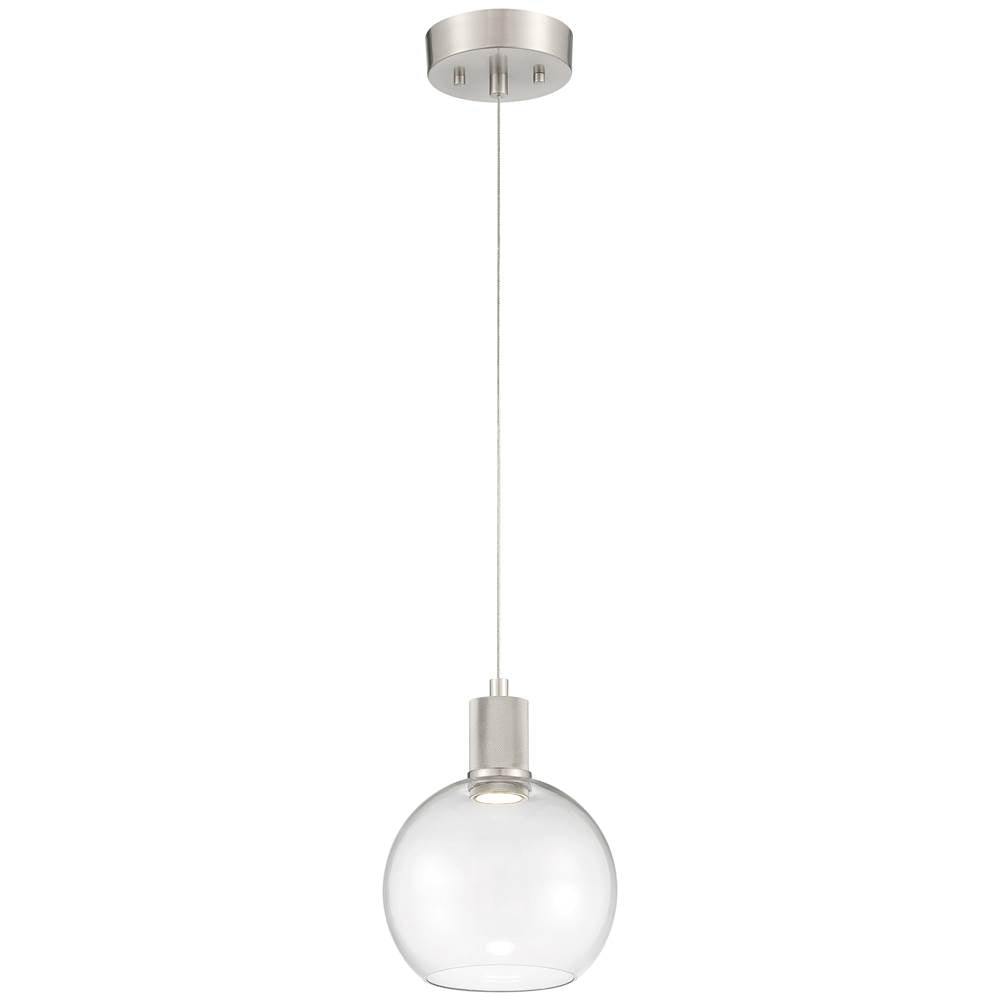 Access Lighting 63142LEDD-BS/CLR Brushed Steel Burgundy Led Pendant Image 1