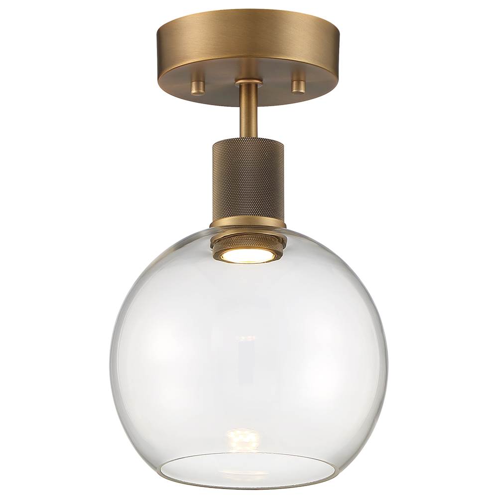 Access Lighting 63148LEDD-ABB/CLR Antiqued Brushed Brass Burgundy Led Semi-flush Image 1