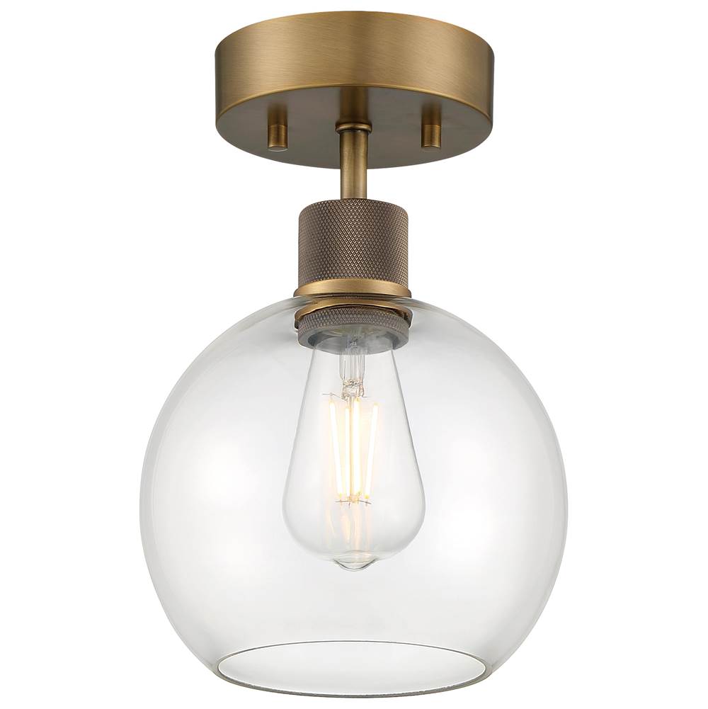 Access Lighting 63148LEDDLP-ABB/CLR Antiqued Brushed Brass Burgundy Led Semi-flush Image 1