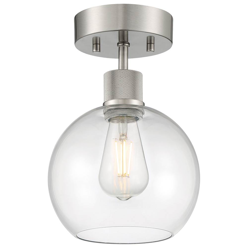 Access Lighting 63148LEDDLP-BS/CLR Brushed Steel Burgundy Led Semi-flush Image 1