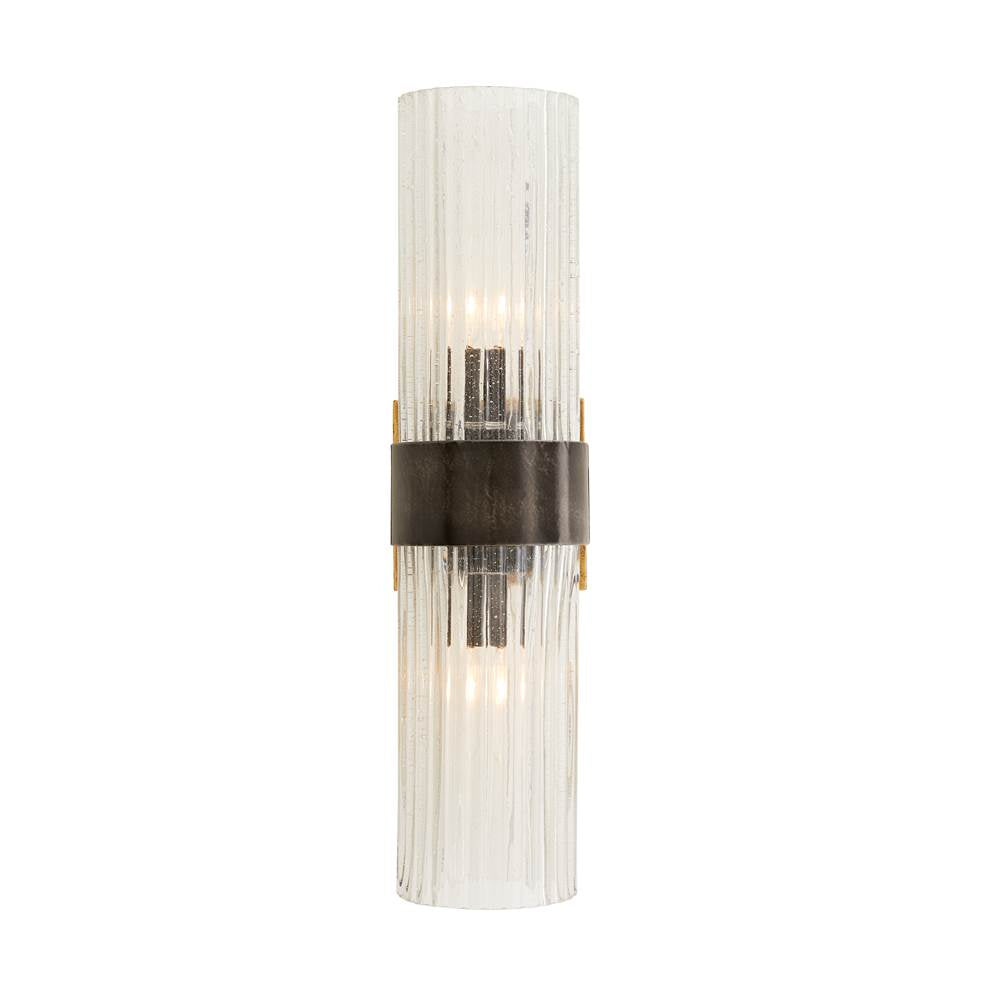 Arteriors Home  2 Light/natural Iron/ribbed Clear Seedy Glass/antique Brass