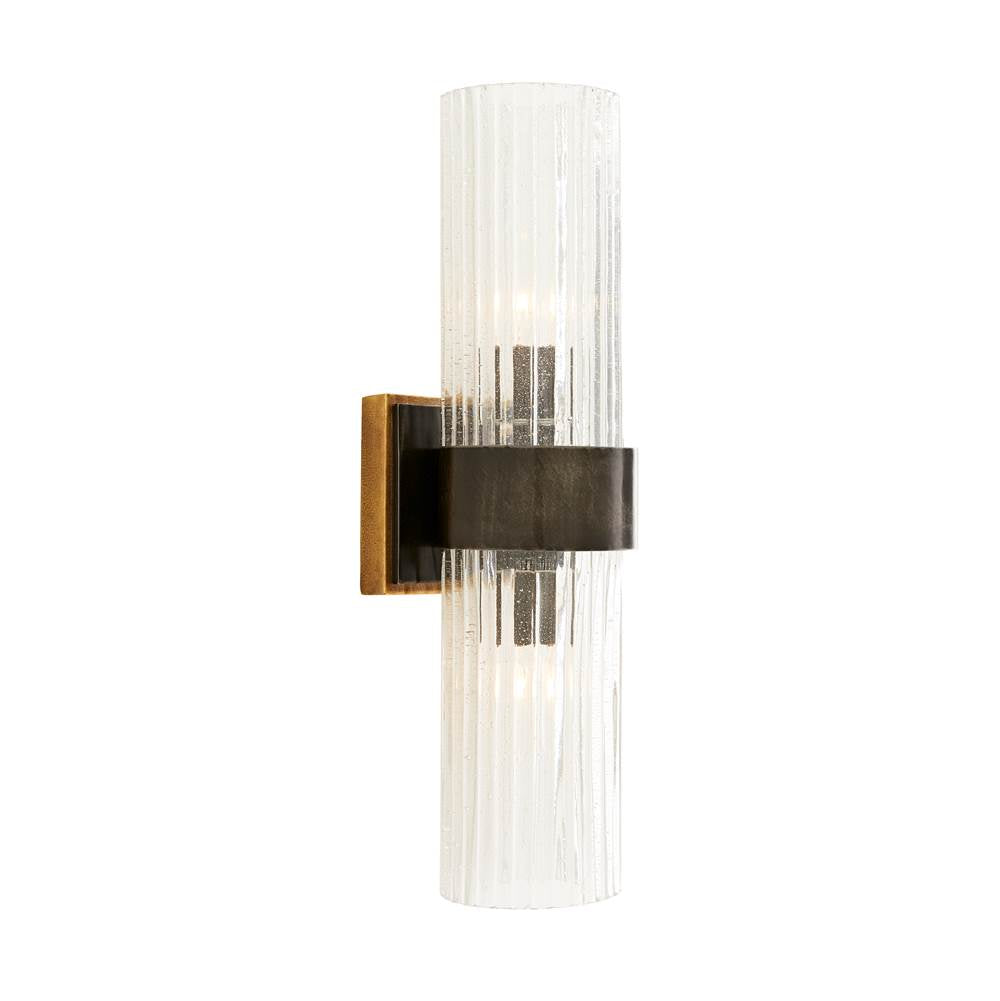 Arteriors Home 44753 Natural Iron 2 Light/natural Iron/ribbed Clear Seedy Glass/antique Brass Image 3
