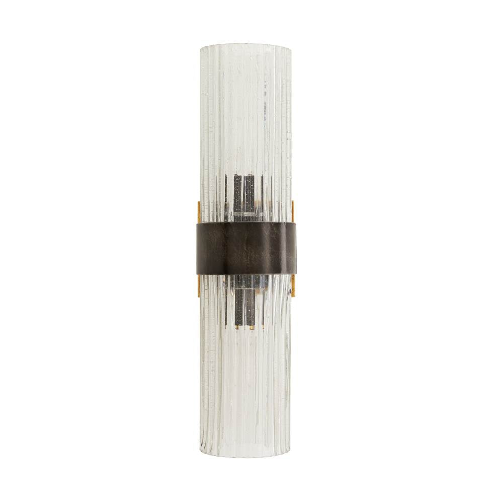 Arteriors Home 44753 Natural Iron 2 Light/natural Iron/ribbed Clear Seedy Glass/antique Brass Image 1