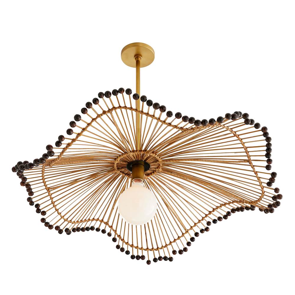 Arteriors Home 45046  1 Light/natural Buri Midrib/dark Brown Beads/antique Brass Image 3