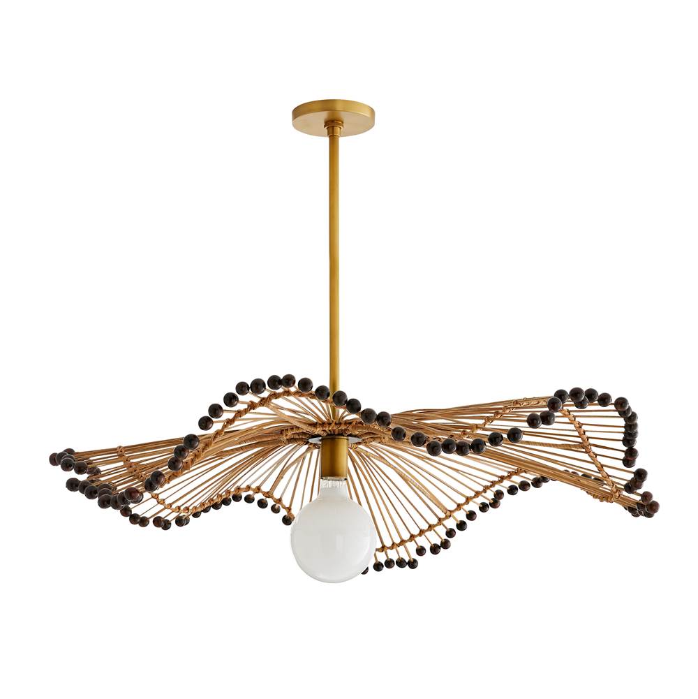 Arteriors Home 45046  1 Light/natural Buri Midrib/dark Brown Beads/antique Brass Image 1
