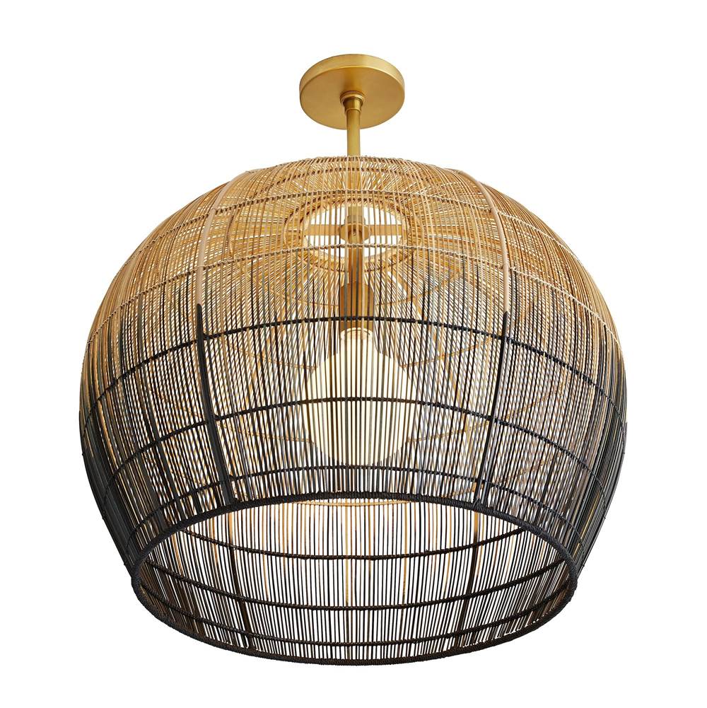 Arteriors Home 45060  1 Light/natural And Black Ombre Buri Midrib/antique Brass Image 3