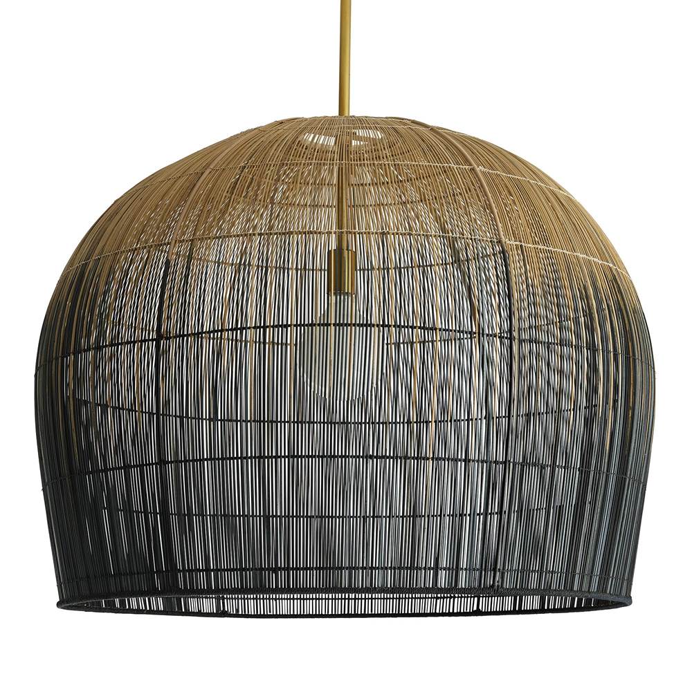 Arteriors Home 45061  1 Light/natural And Black Ombre Buri Midrib/antique Brass Image 1