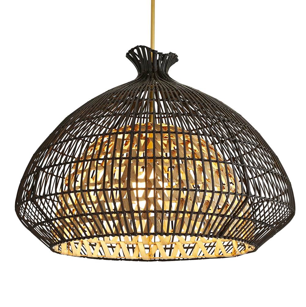 Arteriors Home  1 Light/black And Natural Rattan/antique Brass