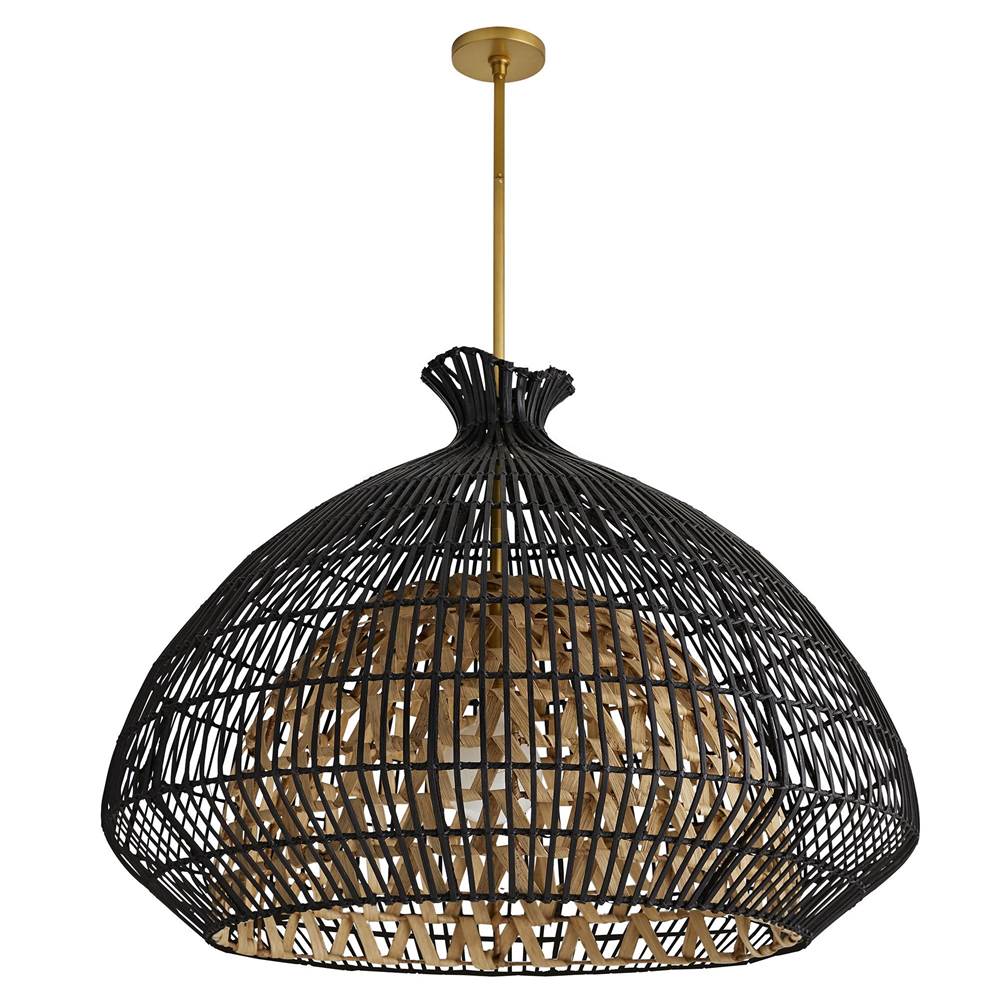Arteriors Home 45065  1 Light/black And Natural Rattan/antique Brass Image 4