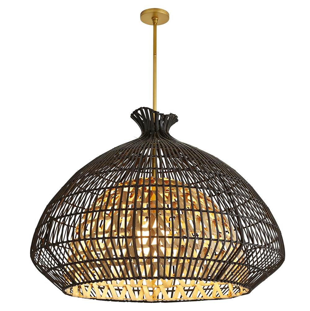 Arteriors Home 45065  1 Light/black And Natural Rattan/antique Brass Image 3