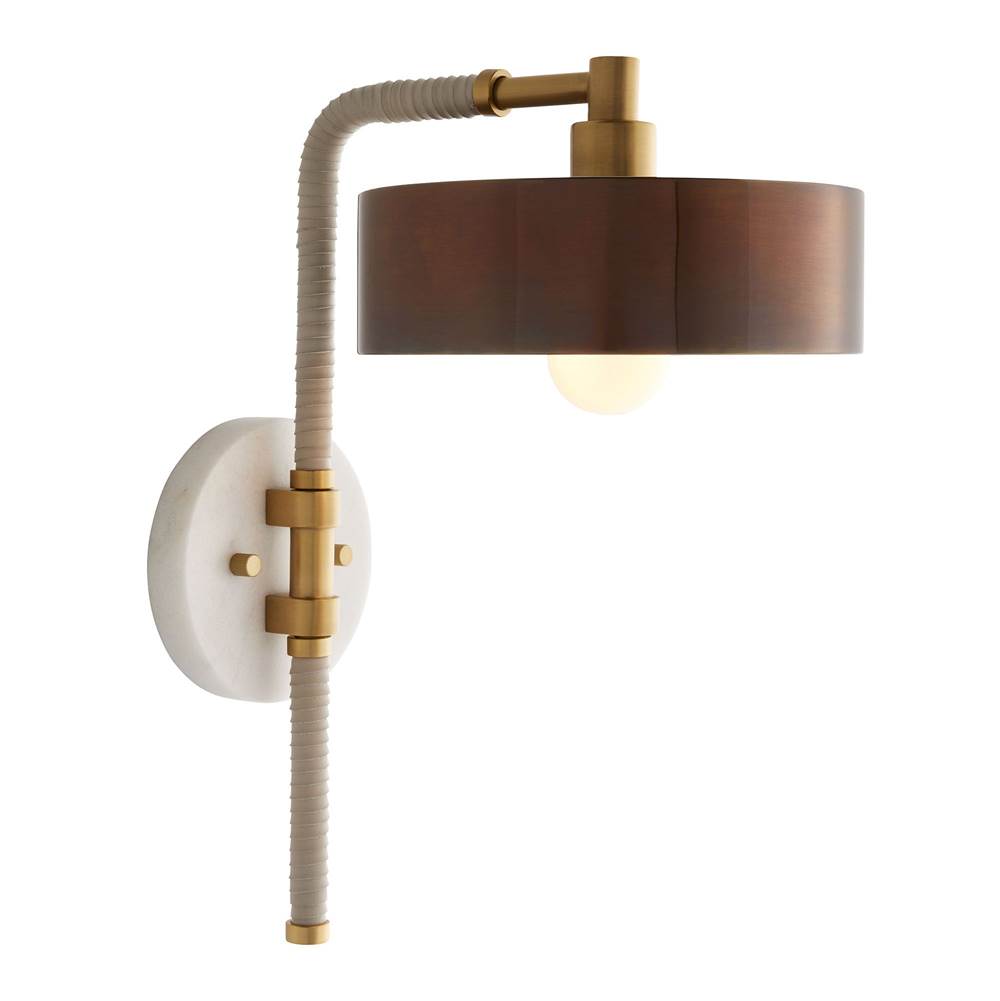 Arteriors Home 49176  1 Light/heritage Brass/antique Brass/cream Leather/white Marble Image 3