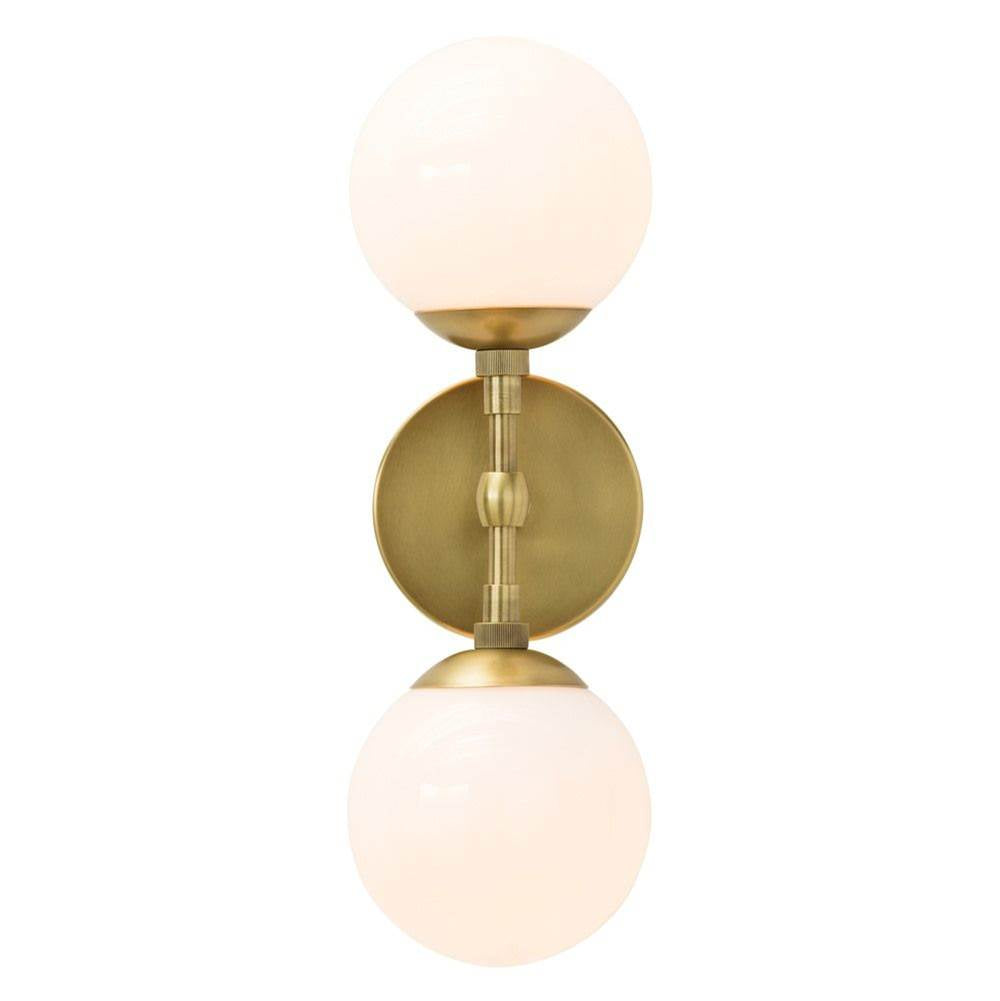 Arteriors Home 49961  2 Light/ Antique Brass/ White Glass Image 1