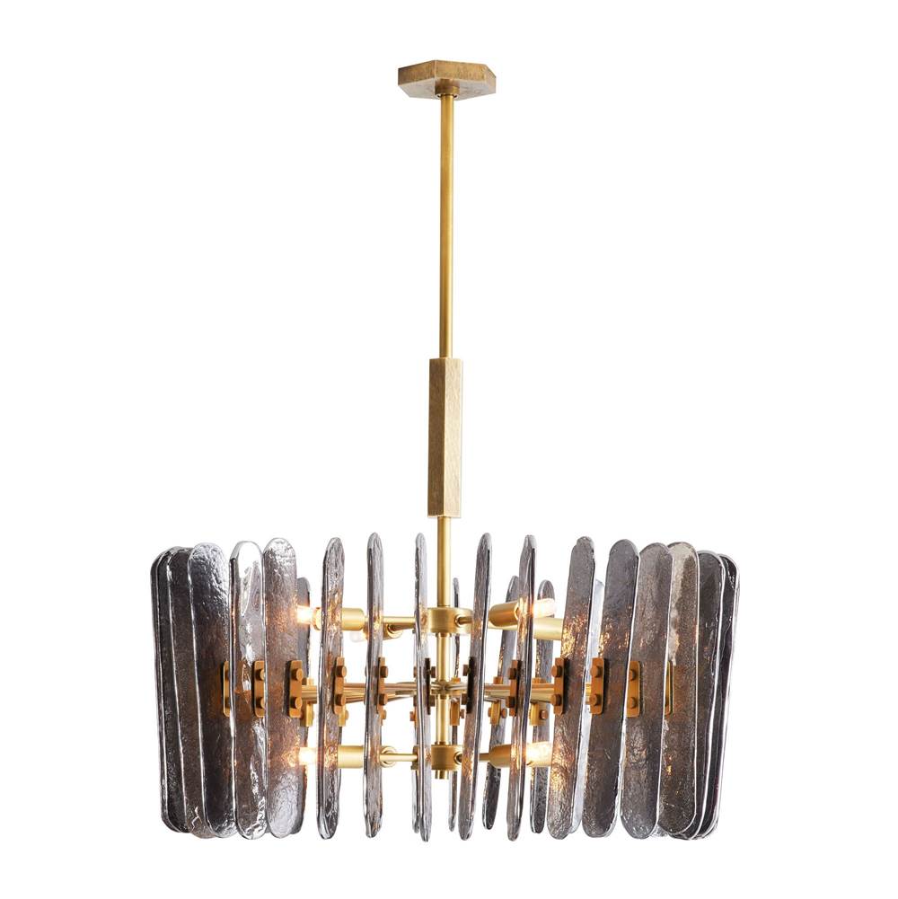 Arteriors Home  8 Light/smoke Seedy Glass/antique Brass