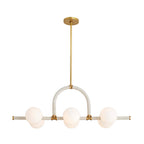Arteriors Home Harrison 6 Light/antique Brass/cream Leather/opal Glass