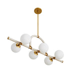 Arteriors Home 89467 Antique Brass 6 Light/antique Brass/cream Leather/opal Glass Image 7