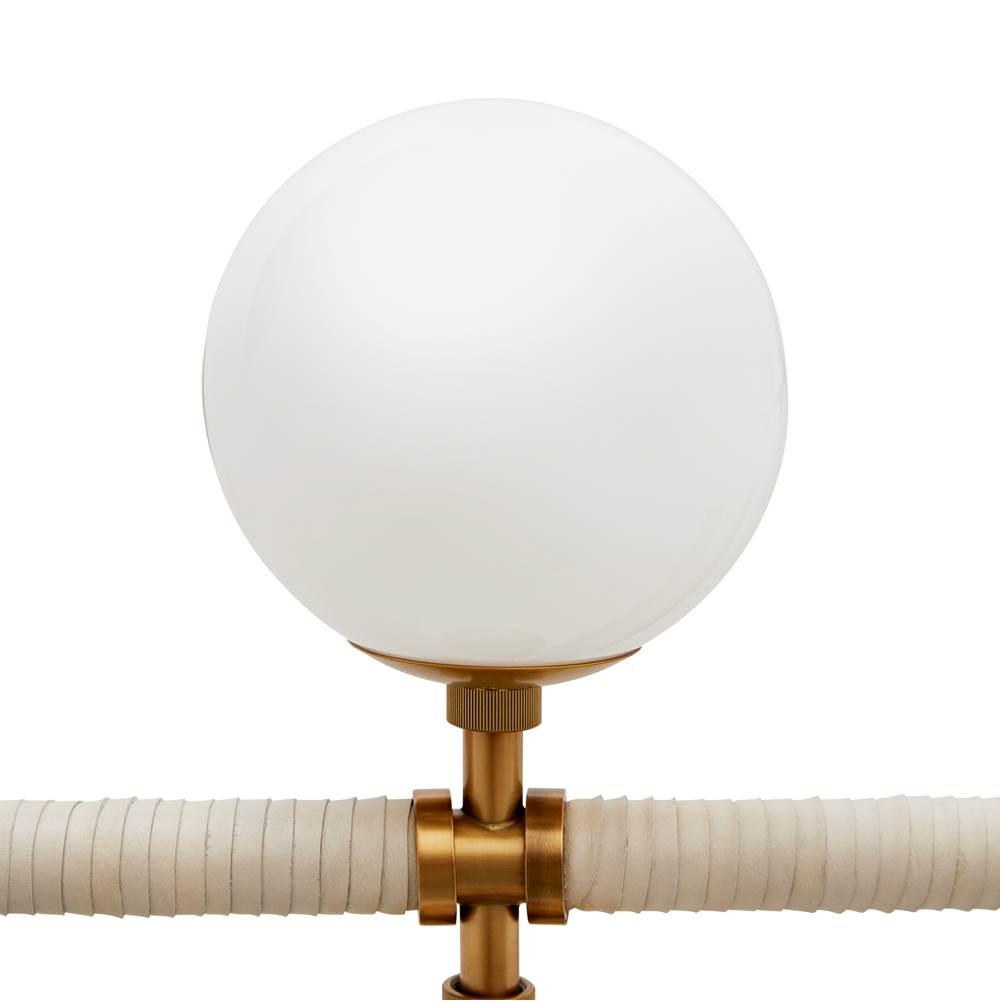 Arteriors Home 89467 Antique Brass 6 Light/antique Brass/cream Leather/opal Glass Image 5