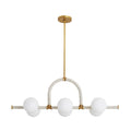 Arteriors Home 89467 Antique Brass 6 Light/antique Brass/cream Leather/opal Glass Image 1