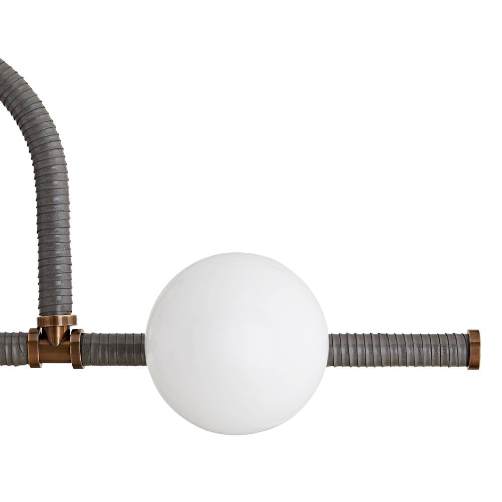 Arteriors Home 89469 Heritage Brass 6 Light/heritage Brass/graphite Leather/opal Glass Image 6