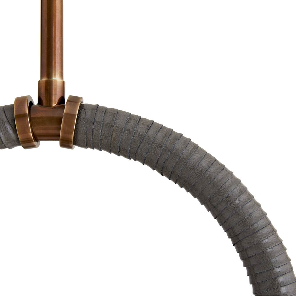Arteriors Home 89469 Heritage Brass 6 Light/heritage Brass/graphite Leather/opal Glass Image 3