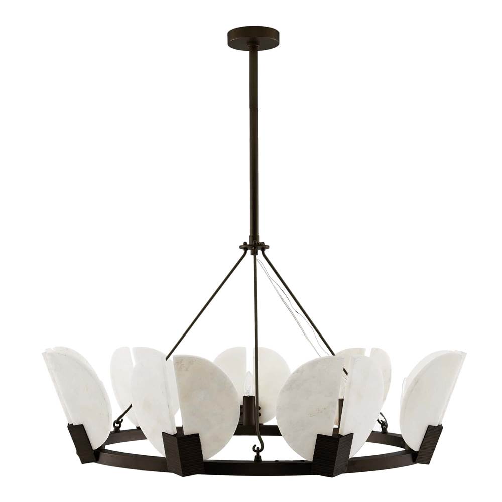 Arteriors Home 89661  9 Light/english Bronze/white Alabaster Image 1