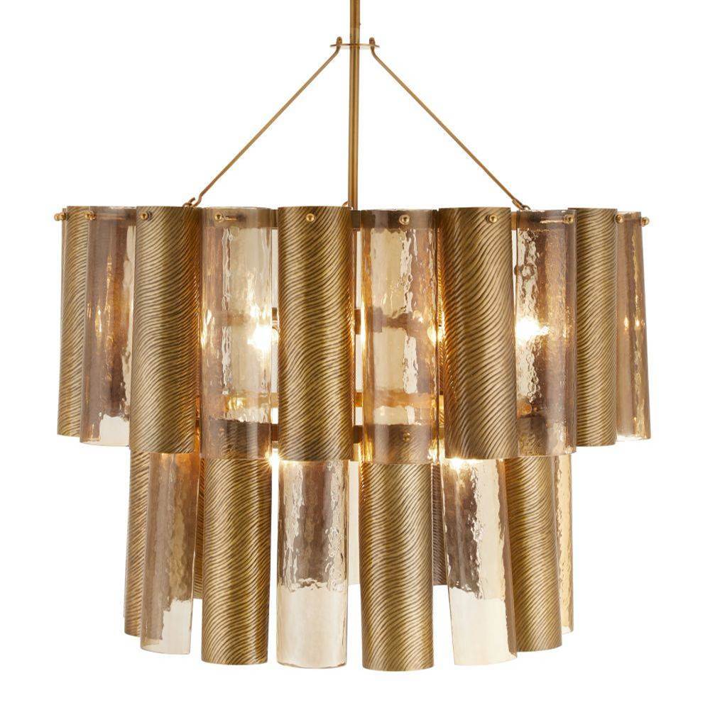 Arteriors Home DMI19 Vintage Brass,Smoke Faramond Chandelier Image 1