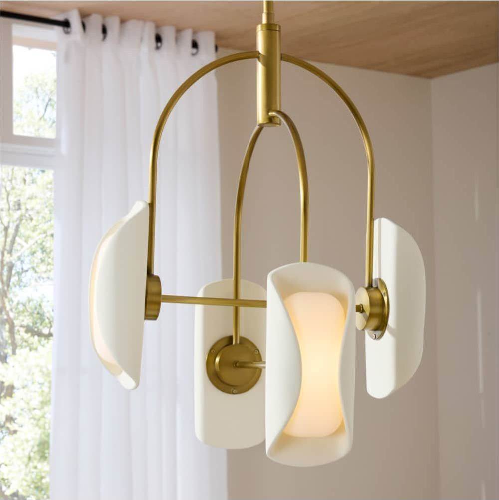 Arteriors Home GADSC01 Antique Brass,Ivory Roll Chandelier Image 2