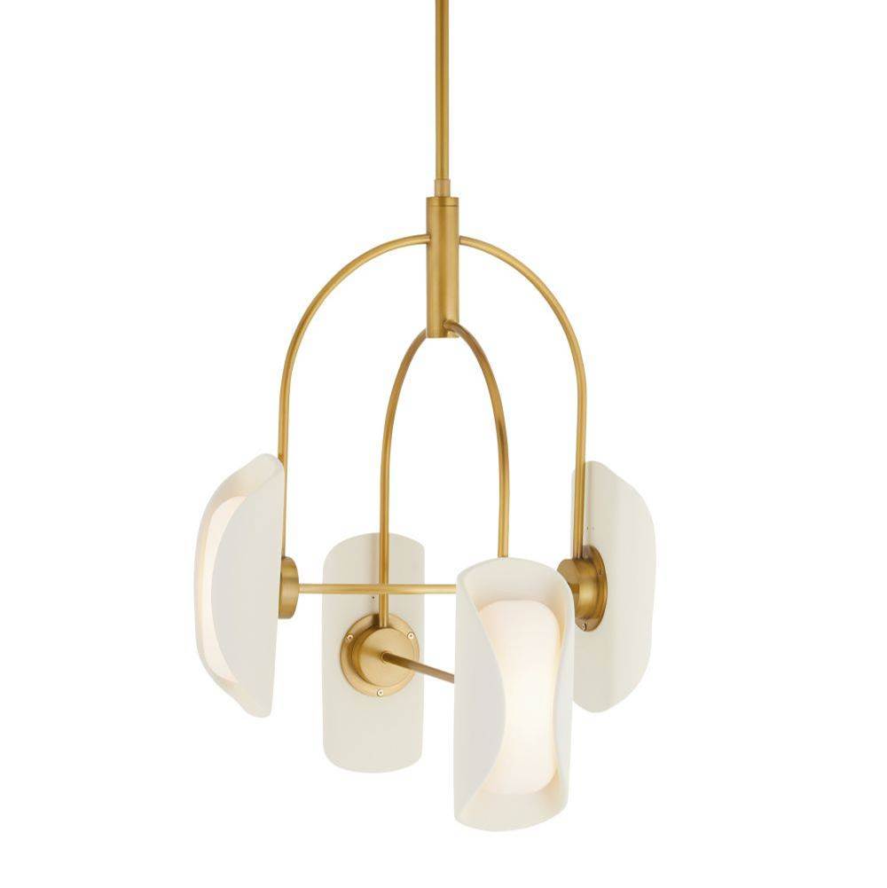 Arteriors Home GADSC01 Antique Brass,Ivory Roll Chandelier Image 1