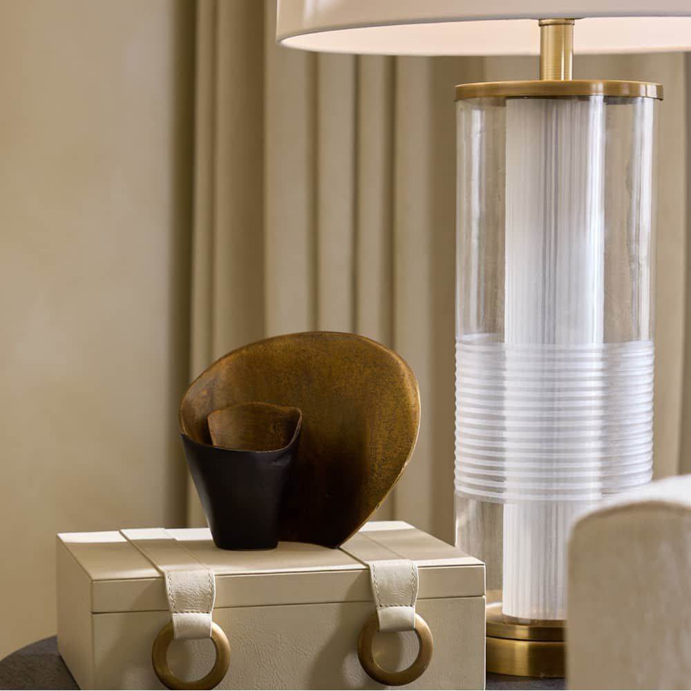 Arteriors Home PTI22-580 Clear Etched,Vintage Brass Gianna Lamp Image 2