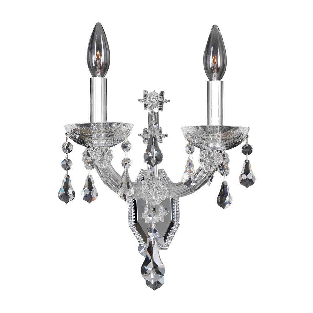 Allegri By Kalco Lighting Brahms 14-in 2 Light Socket Chrome/clear Wall Sconce