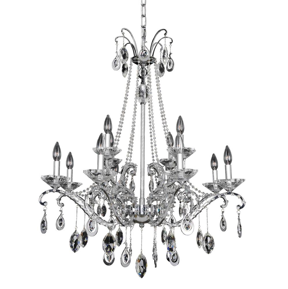 Allegri By Kalco Lighting Torreli 32-in 12 Light Socket Chrome/clear Tiered Chandelier