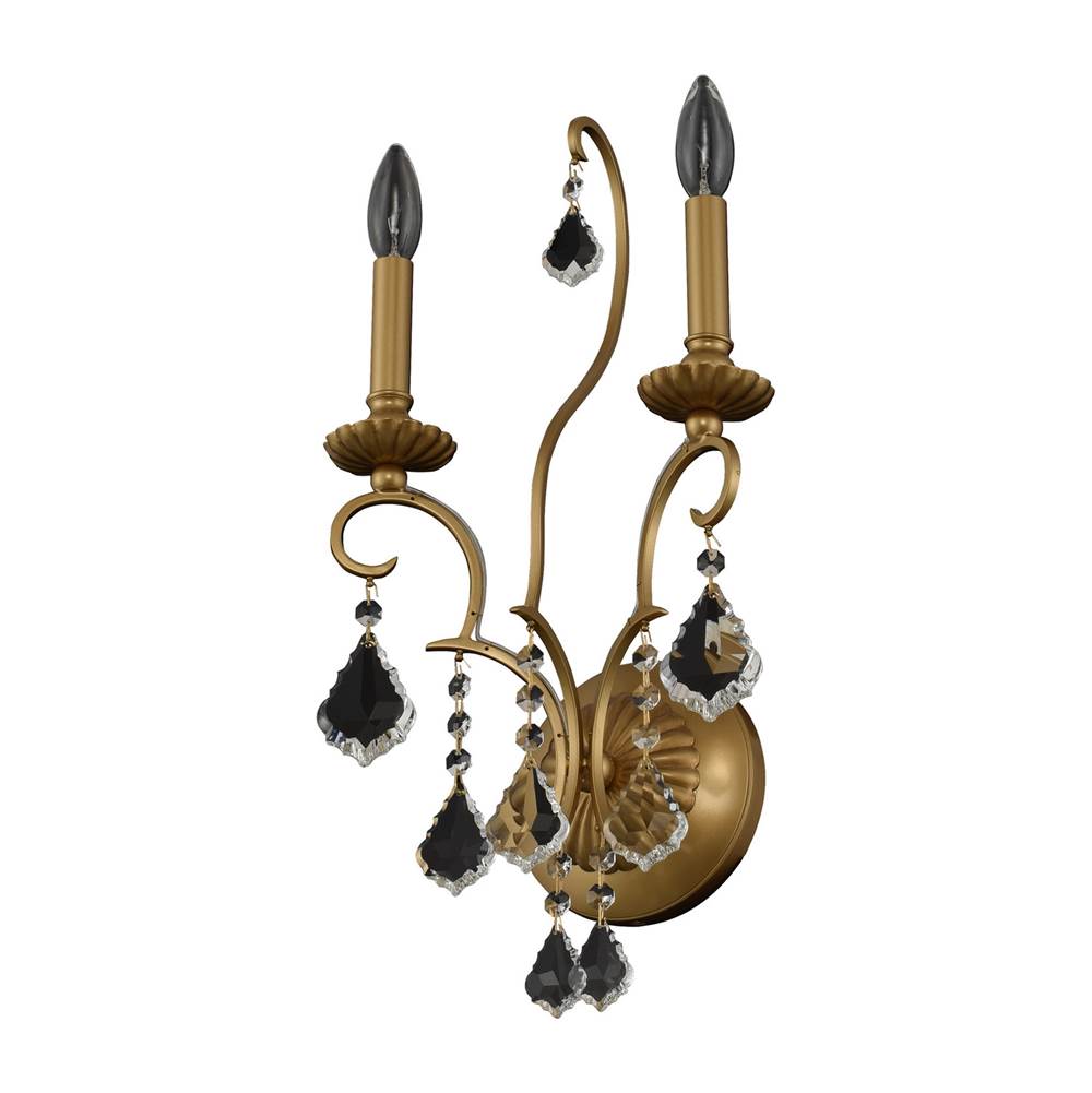 Allegri By Kalco Lighting Elise 20-in 2 Light Socket Gold Patina/clear Wall Sconce