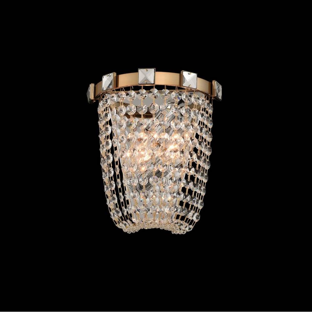 Allegri By Kalco Lighting Impero 9-in 2 Light Socket Brushed Champagne Gold/clear Wall Sconce