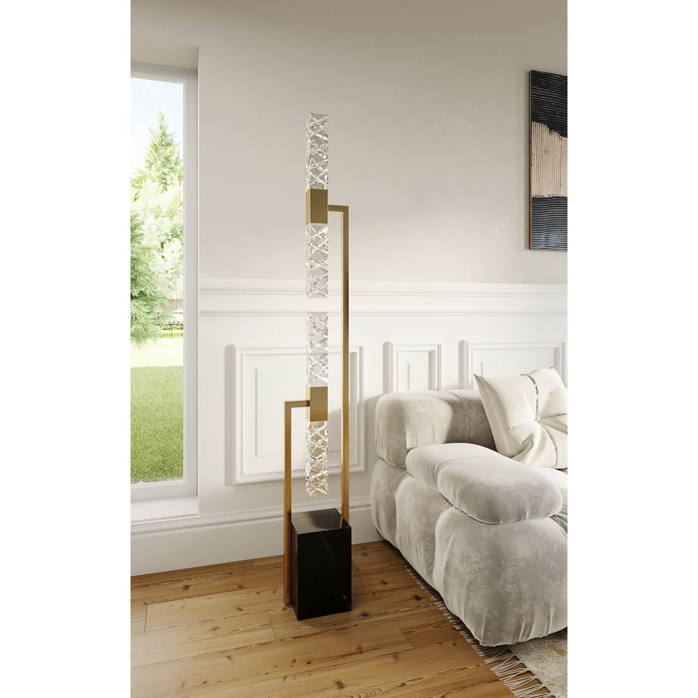 Allegri By Kalco Lighting Apollo 72-in 1 Light Led Winter Brass/clear Floor Lamp