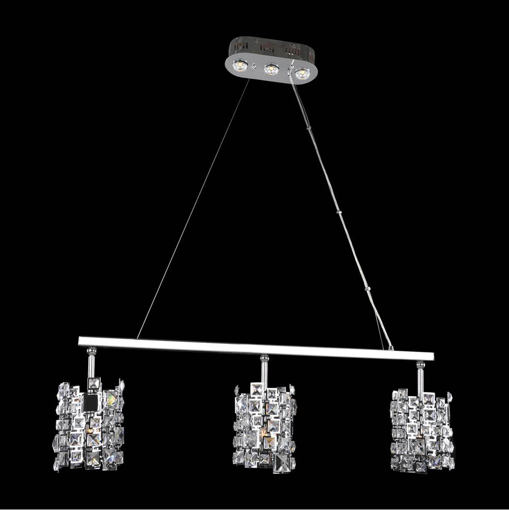 Allegri By Kalco Lighting Dolo 42-in 3 Light Socket Chrome/clear Linear Pendant