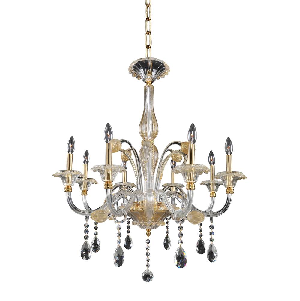 Allegri By Kalco Lighting La Rosa La Rosa 32-in 8 Light Socket 24k Gold/clear Chandelier
