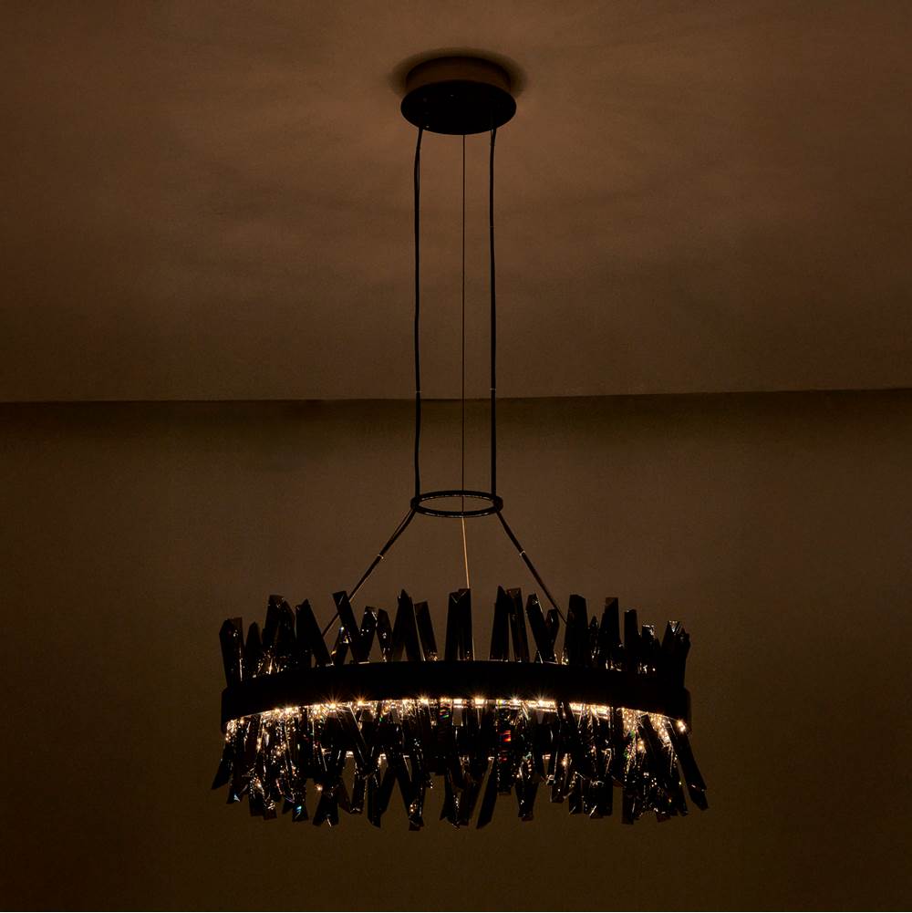 Allegri By Kalco Lighting 030255-184 Black Nickel Glacier 32-in 1 Light Led Black Nickel/smoked Firenze Pendant Image 2