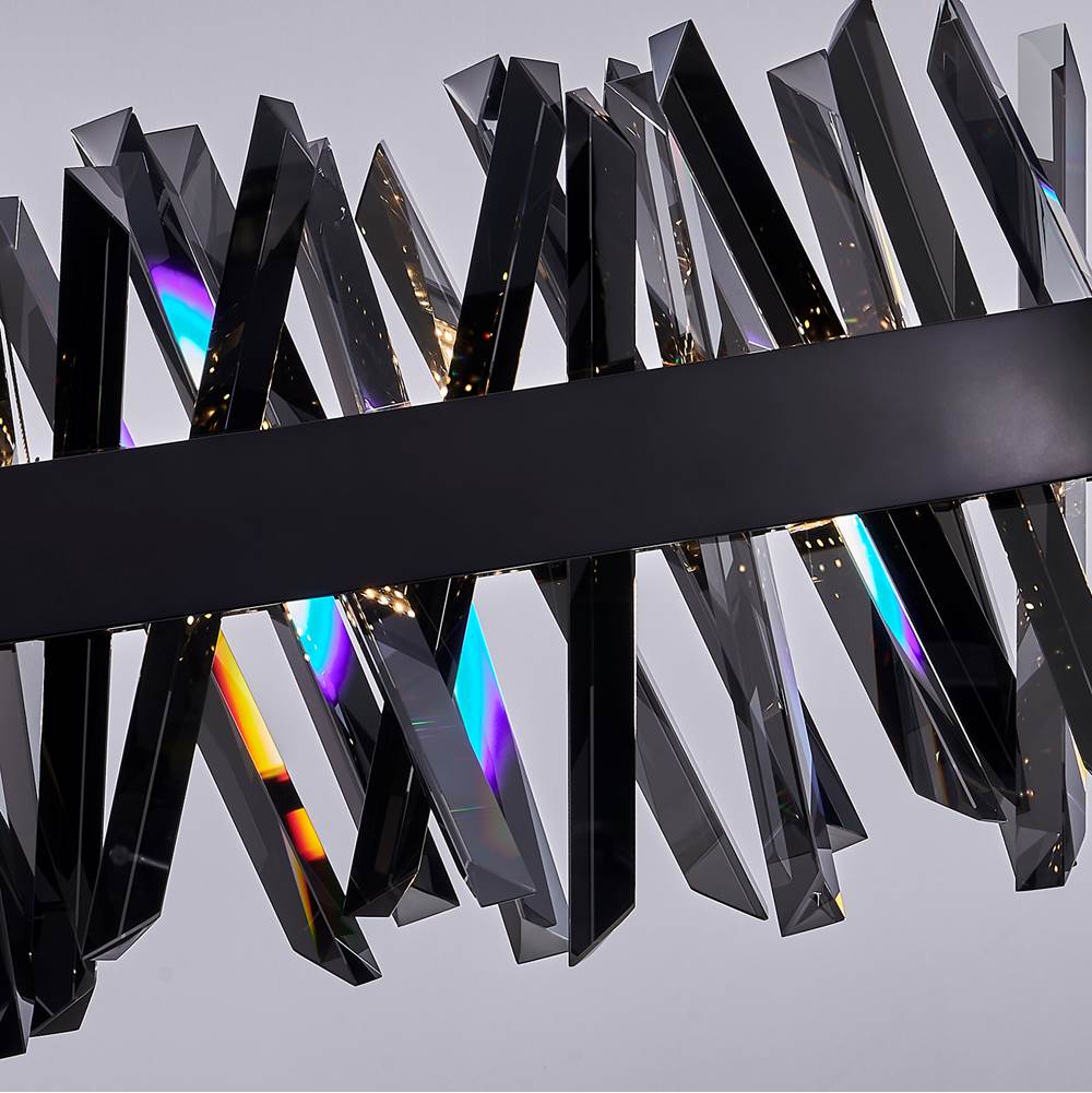 Allegri By Kalco Lighting 030258-184 Black Nickel Glacier 60-in 1 Light Led Black Nickel/smoked Firenze Linear Pendant Image 4