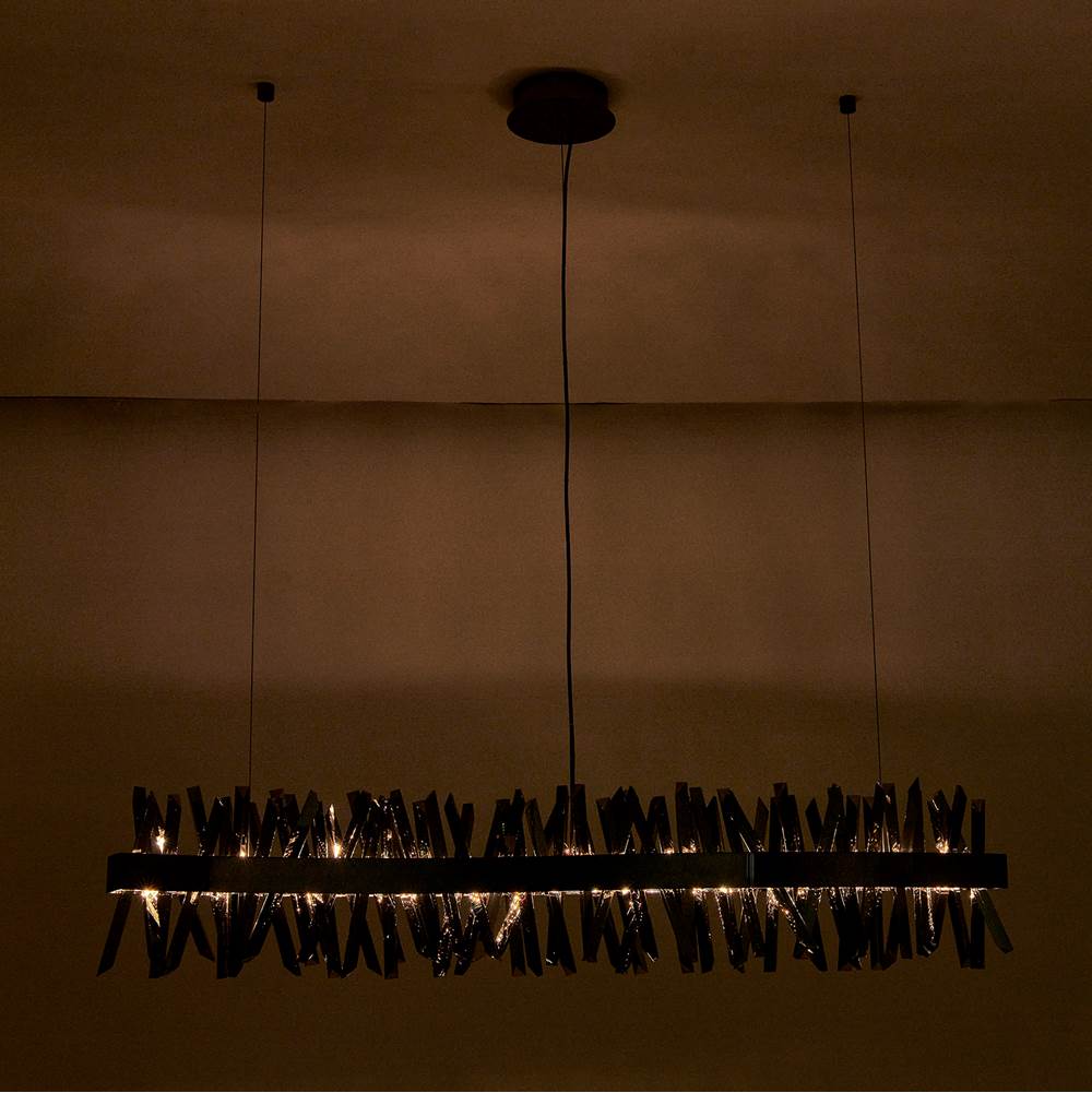 Allegri By Kalco Lighting 030258-184 Black Nickel Glacier 60-in 1 Light Led Black Nickel/smoked Firenze Linear Pendant Image 2