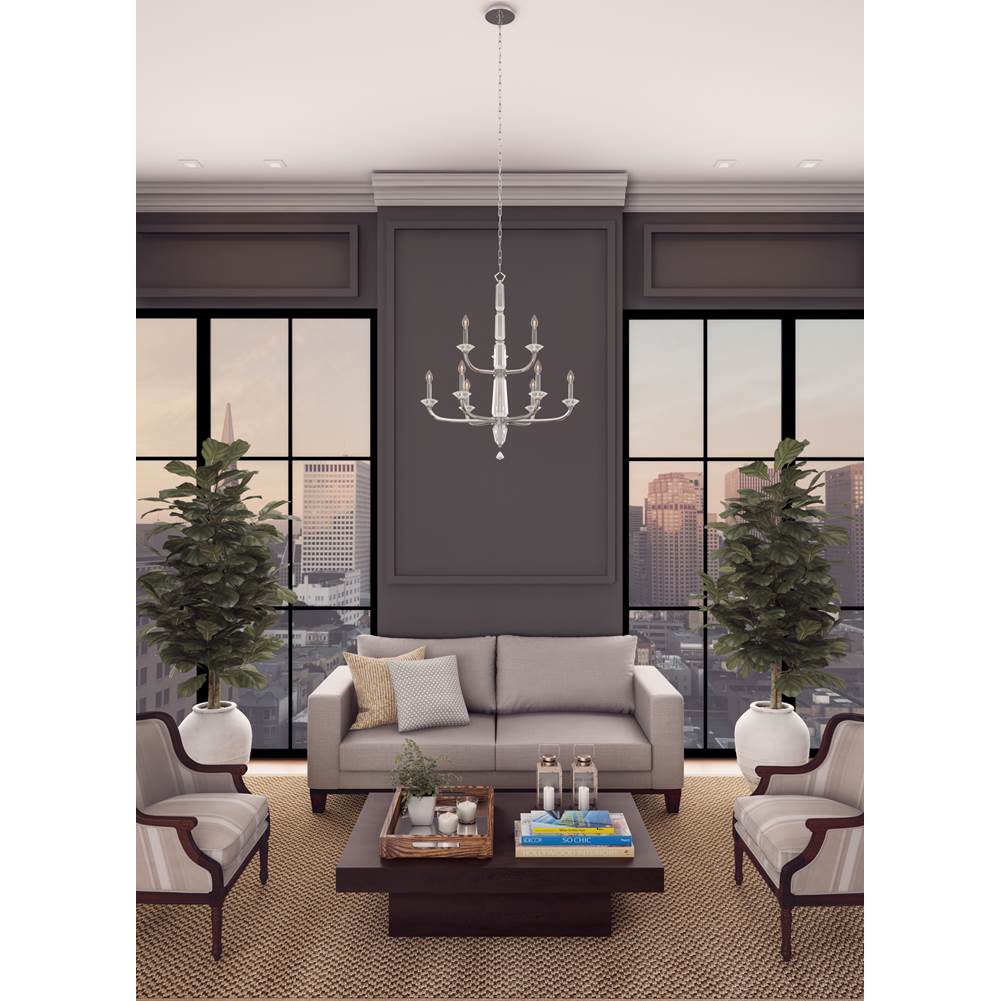 Allegri By Kalco Lighting Palermo 31-in 9 Light Socket Chrome/clear Tiered Chandelier