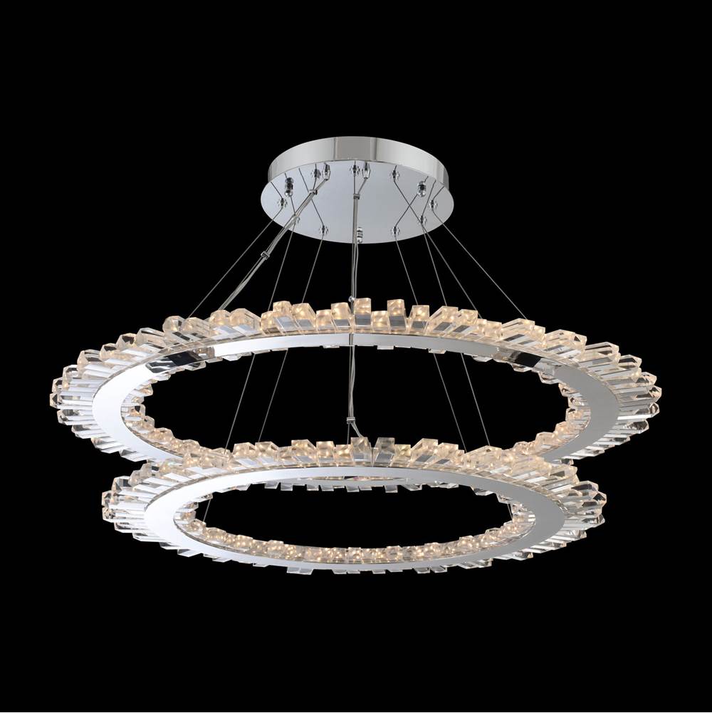 Allegri By Kalco Lighting 032753-010-FR001 Chrome Quasar 42-in 2 Light Led Chrome/clear Tiered Chandelier Image 1