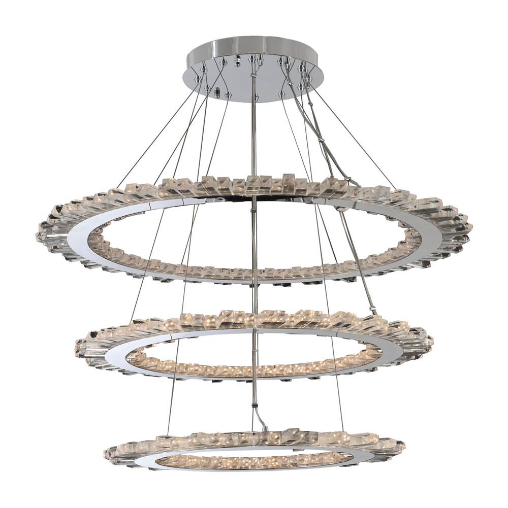 Allegri By Kalco Lighting Quasar 42-in 3 Light Led Chrome/clear Tiered Chandelier