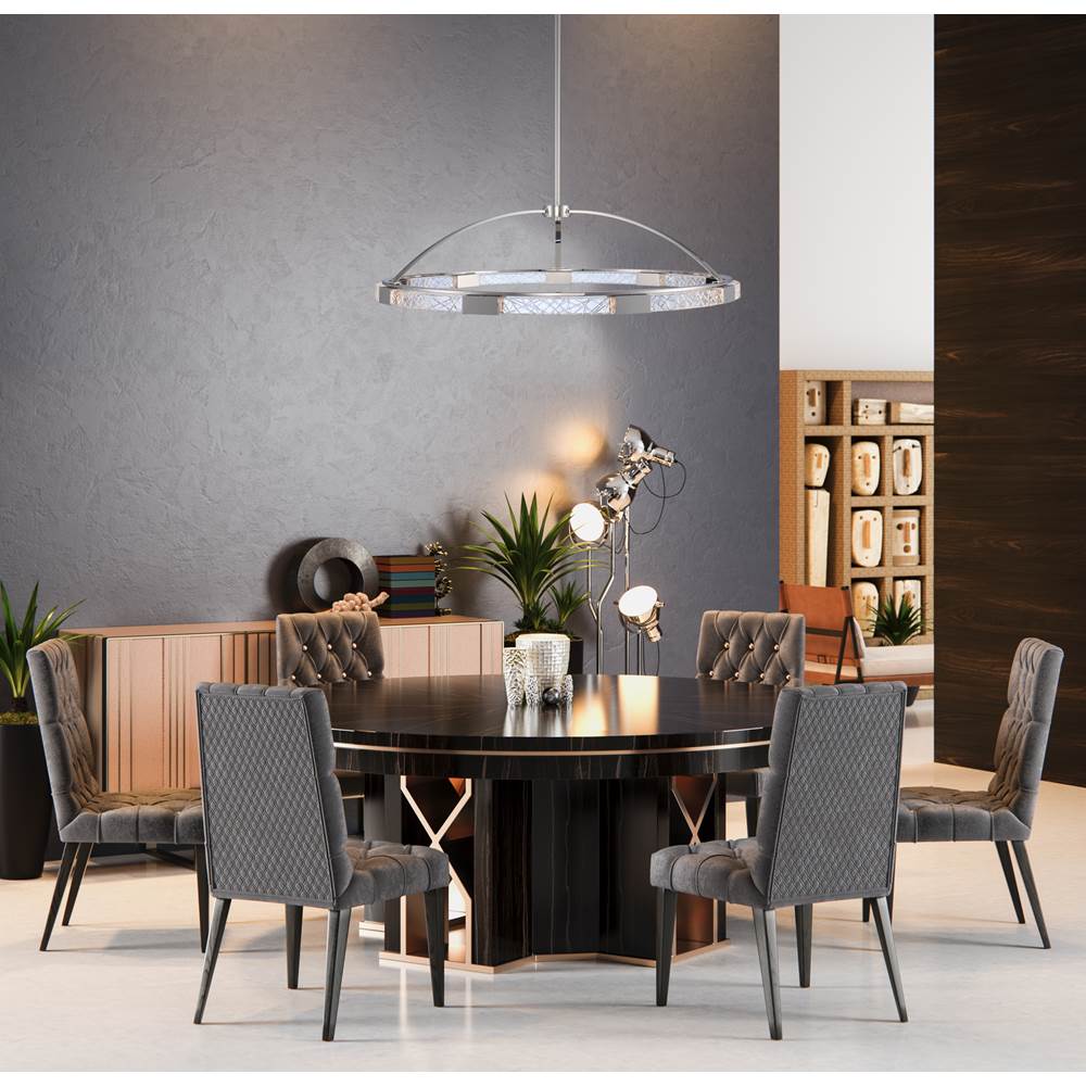 Allegri By Kalco Lighting Athena 32-in 1 Light Led Polished Nickel/clear Chandelier